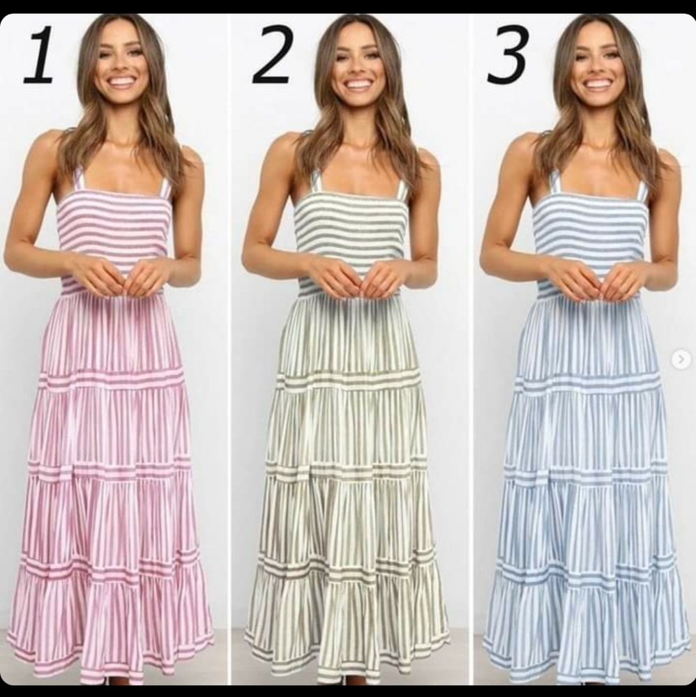 New Blue and white striped maxi dress